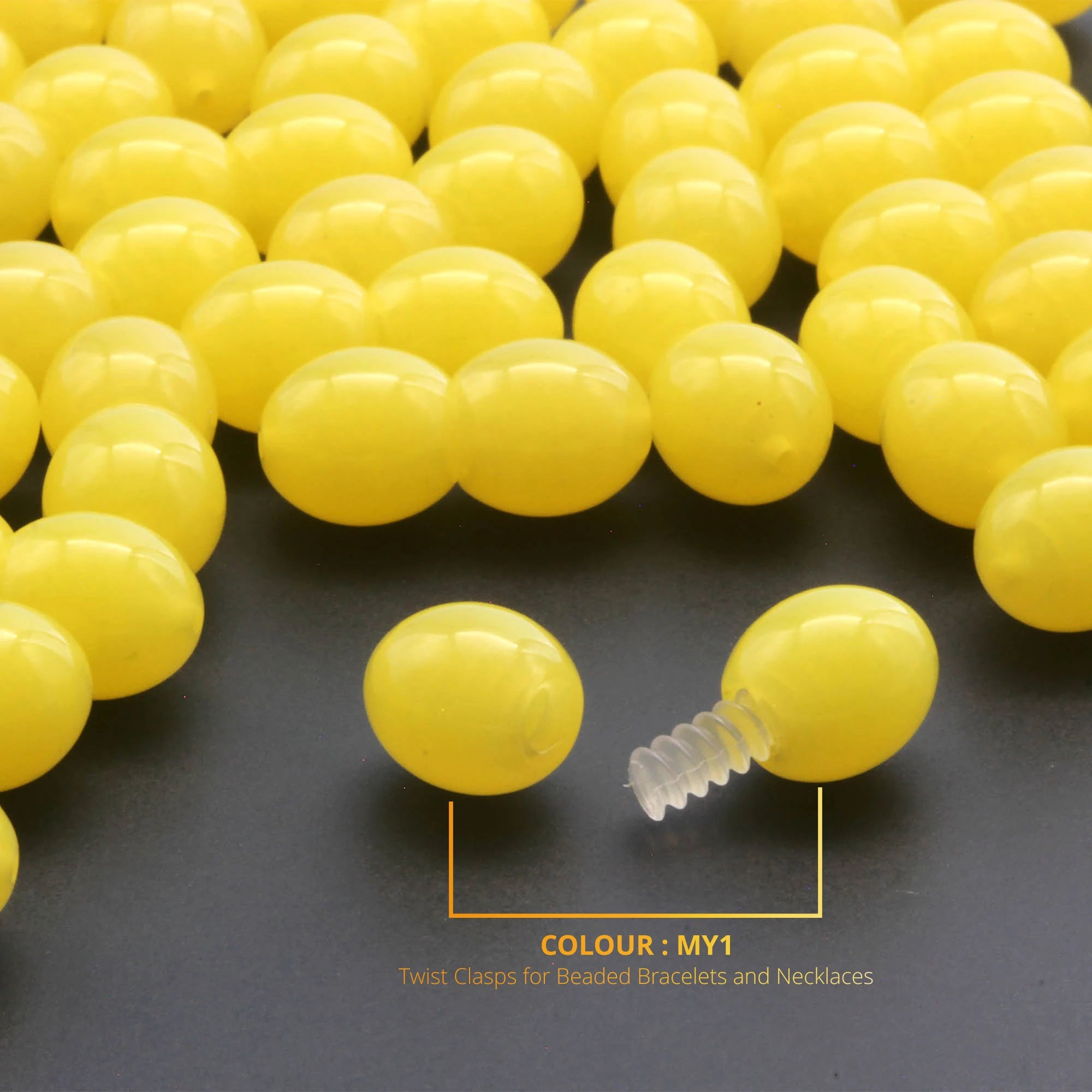 Lot of 50pcs Screw Clasps for Amber and Gemstone Beads Jewelry - Milky Yellow (MY1)