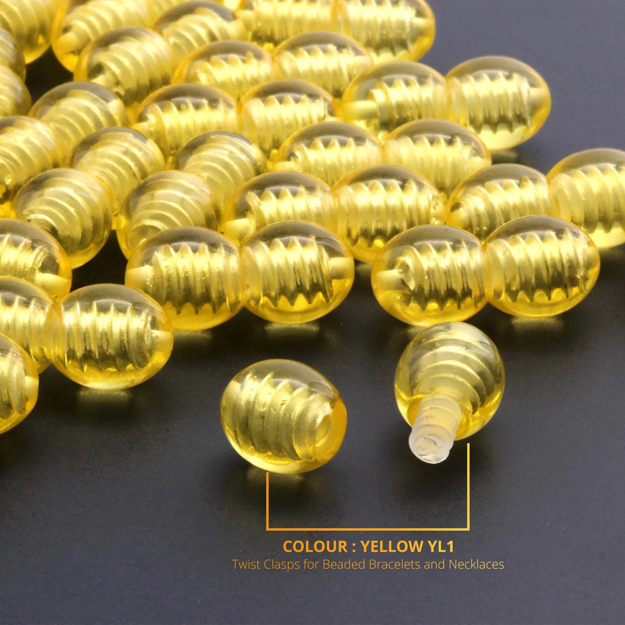 Lot of 50pcs Screw Clasps for Amber and Gemstone Beads Jewelry - Yellow (YL1)