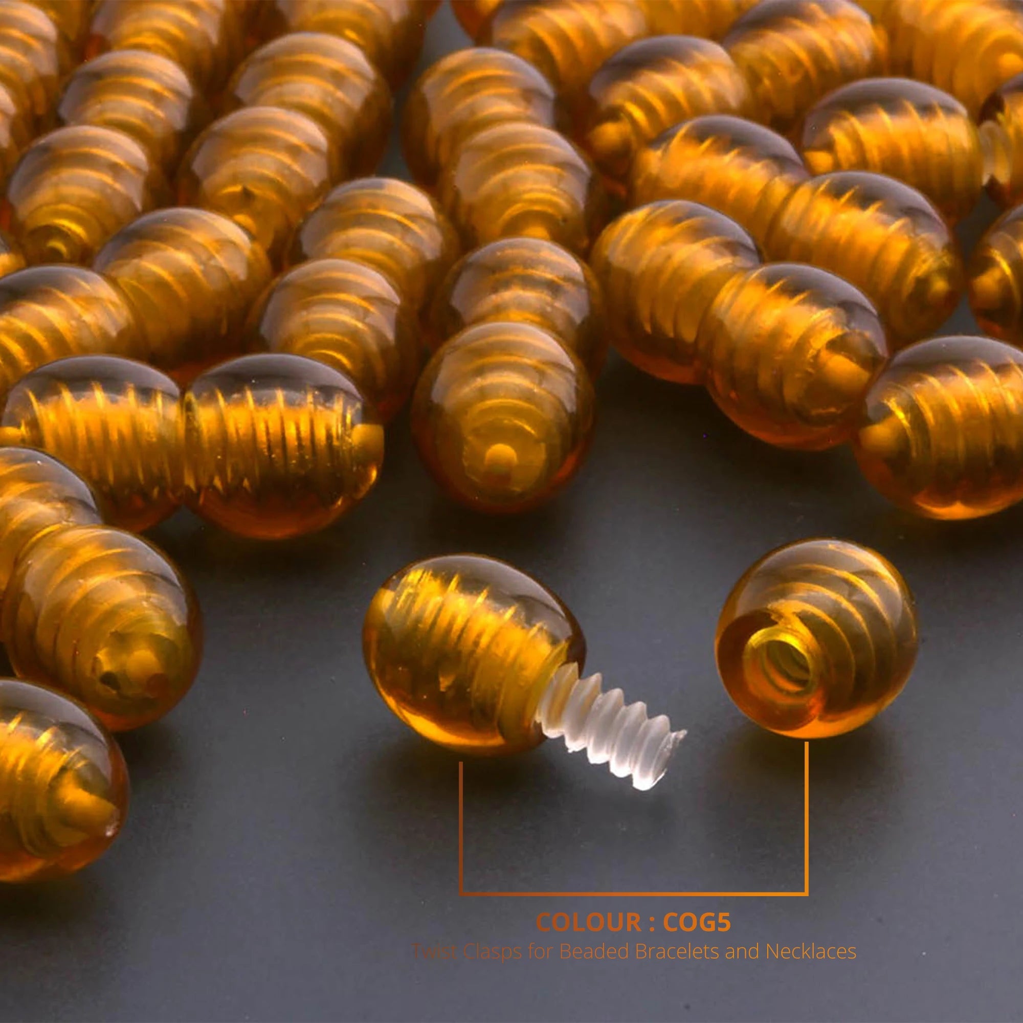 Lot of 50pcs Screw Clasps for Amber and Gemstone Beads Jewelry - Cognac (COG5)