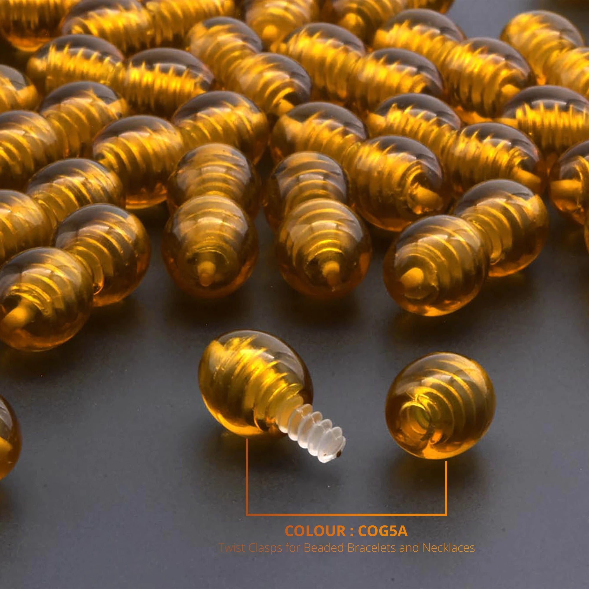 Lot of 50pcs Screw Clasps for Amber and Gemstone Beads Jewelry - Cognac (COG5A)