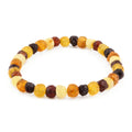 Baltic Amber Adult Bracelet Baroque Multicolor Raw Finish - Wholesale Lot of 10 - 18cm / 7in - XB54M-RAW