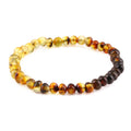 Baltic Amber Adult Bracelet Baroque Rainbow Green Glossy Finish - Wholesale Lot of 10 - 18cm / 7in - XB55RG