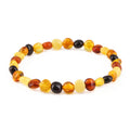 Baltic Amber Adult Bracelet Side Drill Multicolor Glossy Finish - Wholesale Lot of 10 - 18cm / 7in - XS64M