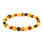 Baltic Amber Adult Bracelet Side Drill Multicolor Glossy Finish - Wholesale Lot of 10 - 18cm / 7in - XS64M