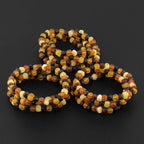 Baltic Amber Adult Bracelet Baroque Multicolor Raw Finish - Wholesale Lot of 10 - 18cm / 7in - XB54M-RAW