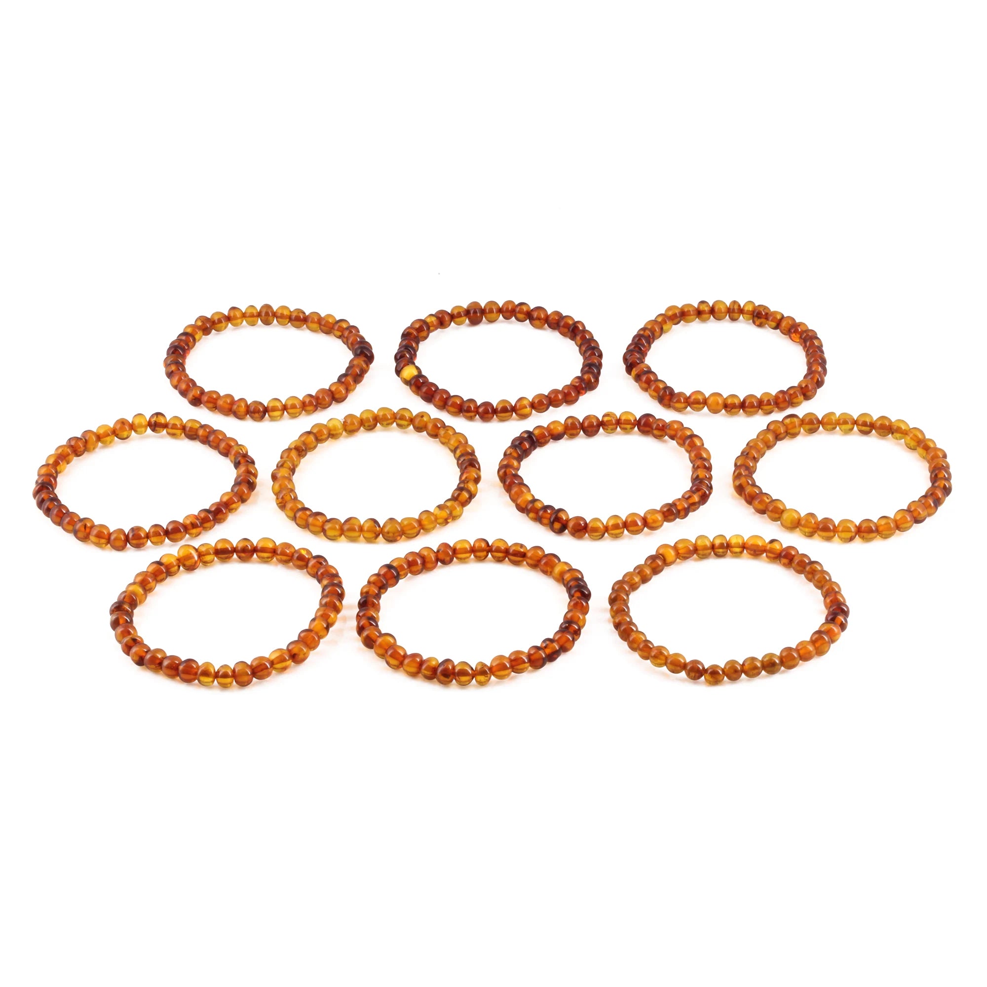 BALTIC AMBER ADULT BRACELETS LOT OF 10pcs - BAROQUE. XB65C