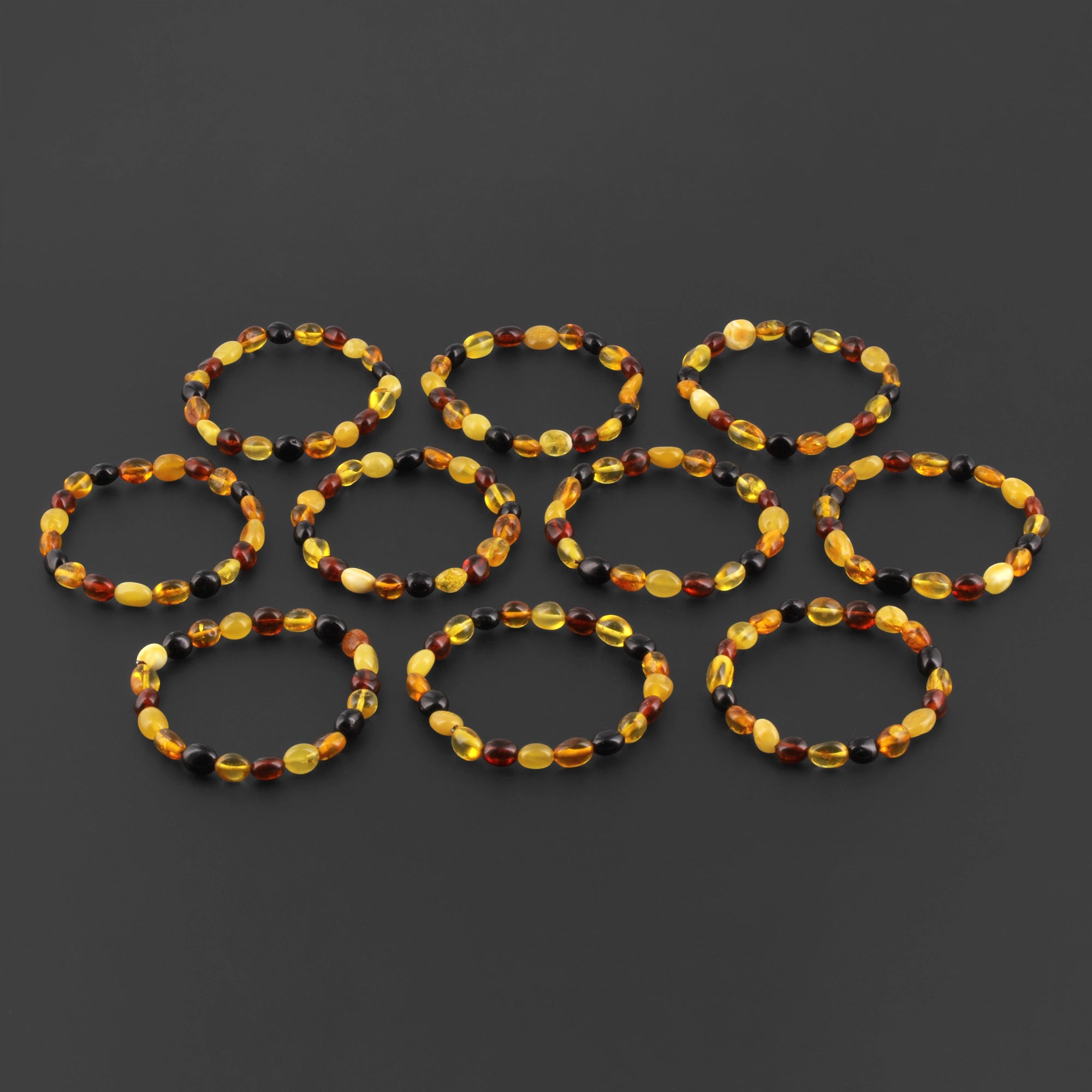 BALTIC AMBER ADULT BRACELETS LOT OF 10pcs - OLIVE. XO75M