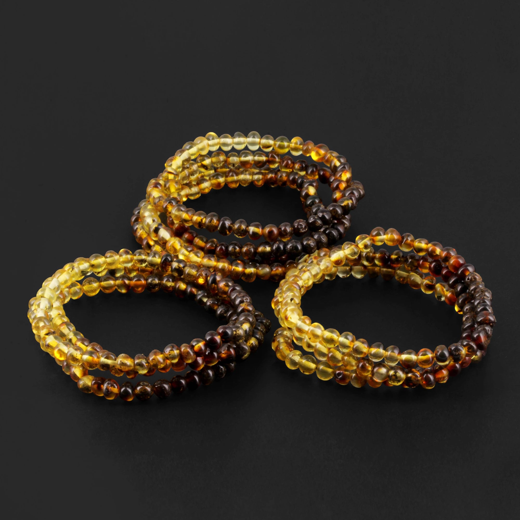 Baltic Amber Adult Bracelet Baroque Rainbow Green Glossy Finish - Wholesale Lot of 10 - 18cm / 7in - XB55RG