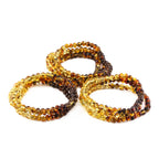 Baltic Amber Adult Bracelet Baroque Rainbow Green Glossy Finish - Wholesale Lot of 10 - 18cm / 7in - XB55RG