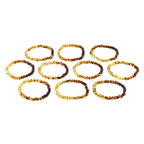 Baltic Amber Adult Bracelet Baroque Rainbow Green Glossy Finish - Wholesale Lot of 10 - 18cm / 7in - XB55RG