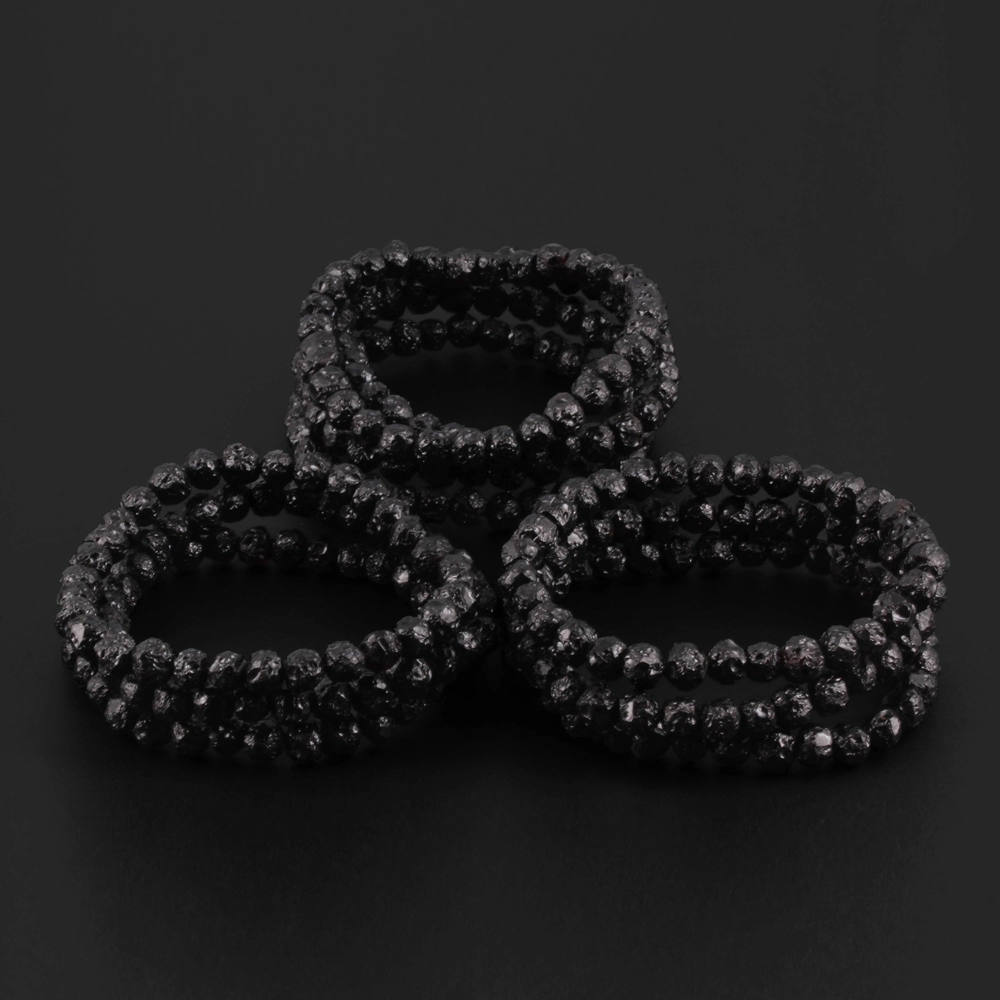 Baltic Amber Adult Bracelet Baroque Black Raw Finish - Wholesale Lot of 10 - 18cm / 7in - XB54B-RAW