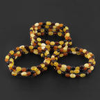 Baltic Amber Adult Bracelet Olive Multicolor Matte Finish - Wholesale Lot of 10 - 18cm / 7in - XO54MM