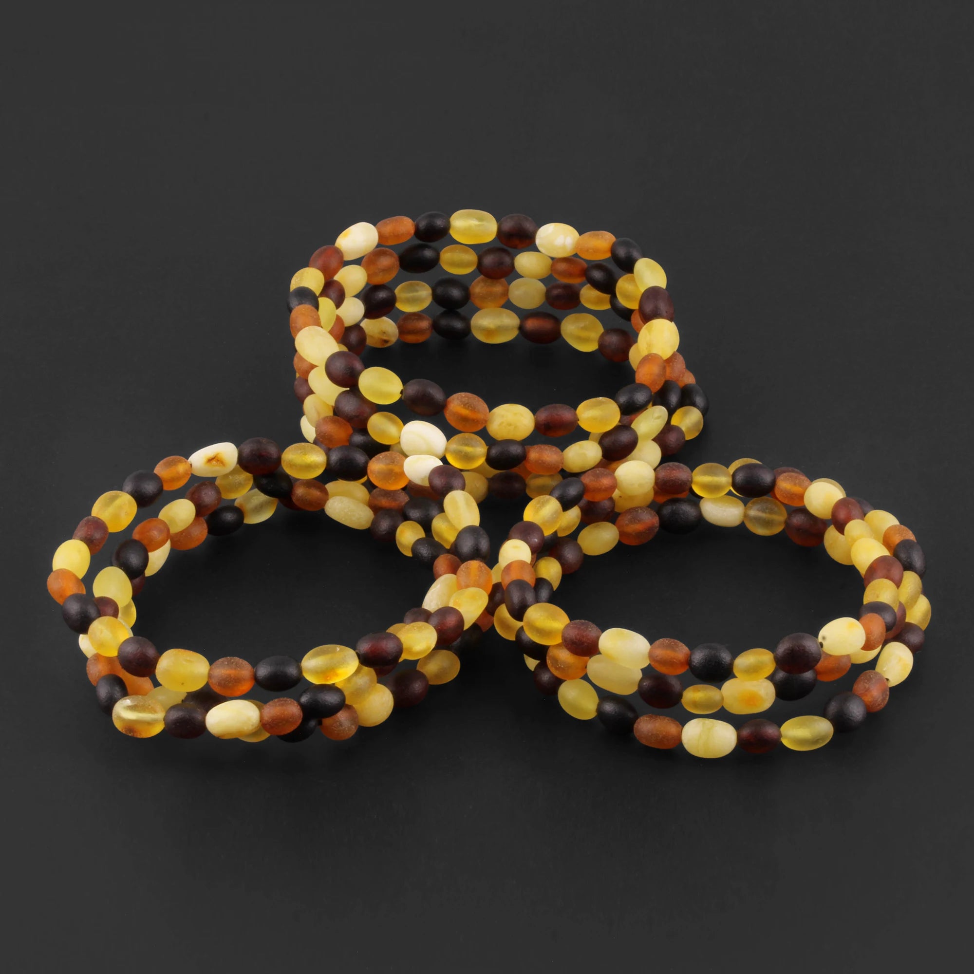 Baltic Amber Adult Bracelet Olive Multicolor Matte Finish - Wholesale Lot of 10 - 18cm / 7in - XO54MM