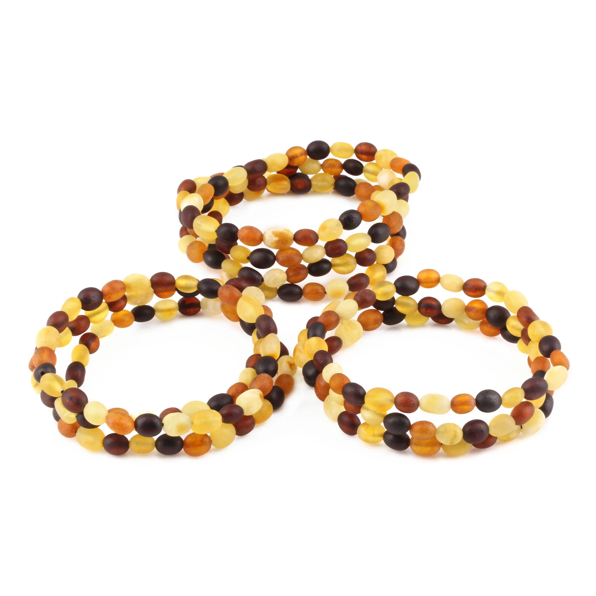 Baltic Amber Adult Bracelet Olive Multicolor Matte Finish - Wholesale Lot of 10 - 18cm / 7in - XO54MM