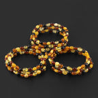 Baltic Amber Adult Bracelet Olive Multicolor Glossy Finish - Wholesale Lot of 10 - 18cm / 7in - XO54M