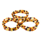 Baltic Amber Adult Bracelet Olive Multicolor Glossy Finish - Wholesale Lot of 10 - 18cm / 7in - XO54M