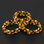 Baltic Amber Adult Bracelet Side Drill Multicolor Glossy Finish - Wholesale Lot of 10 - 18cm / 7in - XS64M