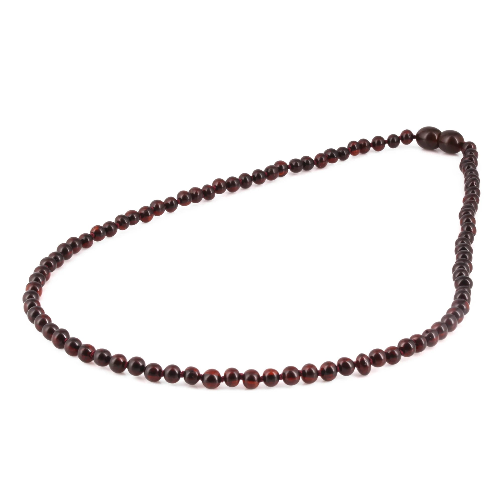 Baltic Amber Adult Necklace Baroque Dark Cognac Glossy Finish – Wholesale Lot of 10pcs - 45cm / 17.7in – XB43DC