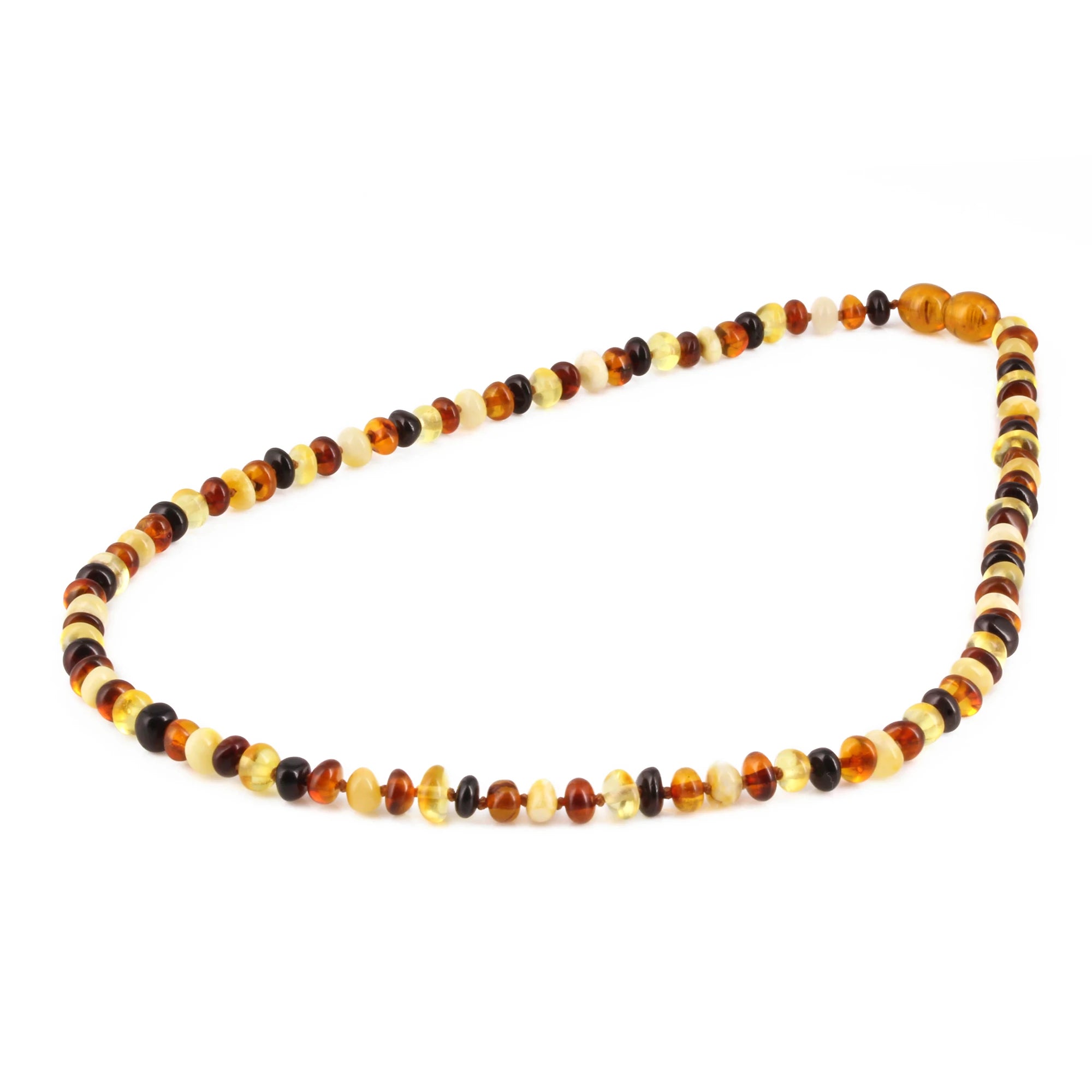 Baltic Amber Adult Necklace Roundel Multicolor Glossy Finish – Wholesale Lot of 10pcs - 45cm / 17.7in – XR53M