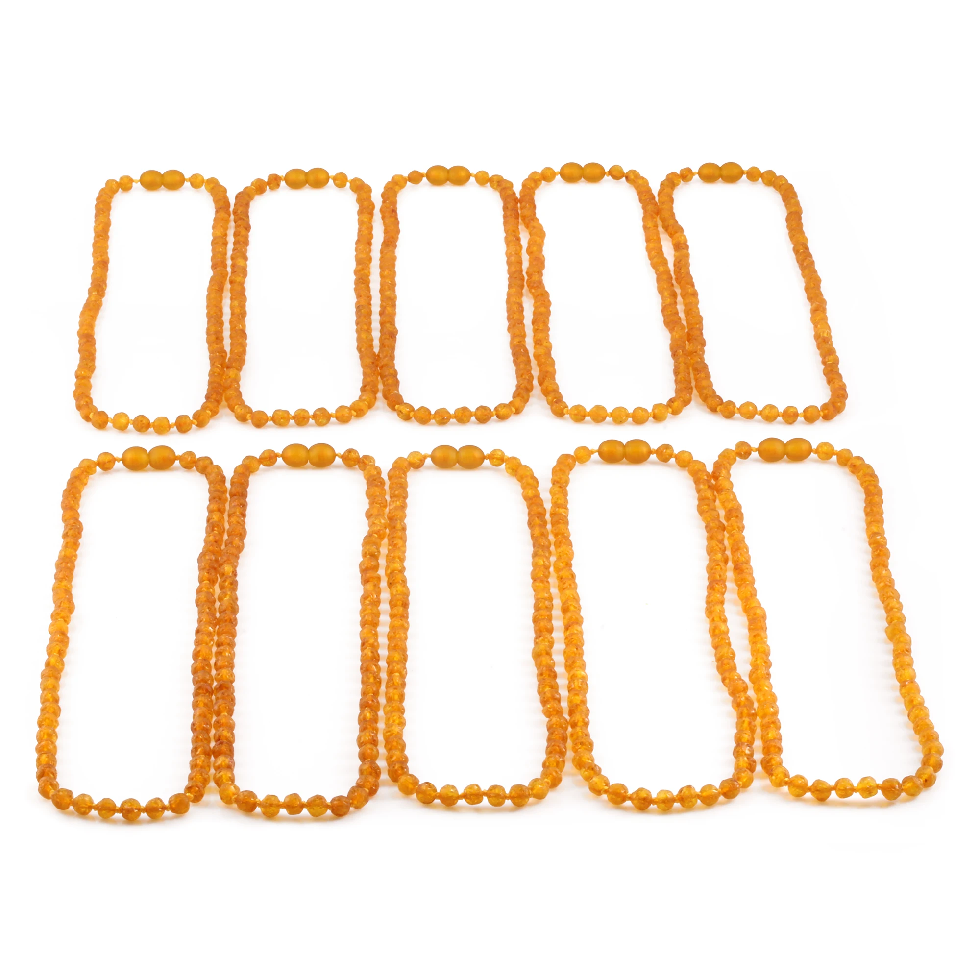 Baltic Amber Adult Necklace Baroque Light Cognac Raw Finish – Wholesale Lot of 10pcs - 45cm / 17.7in – XB54LC-RAW