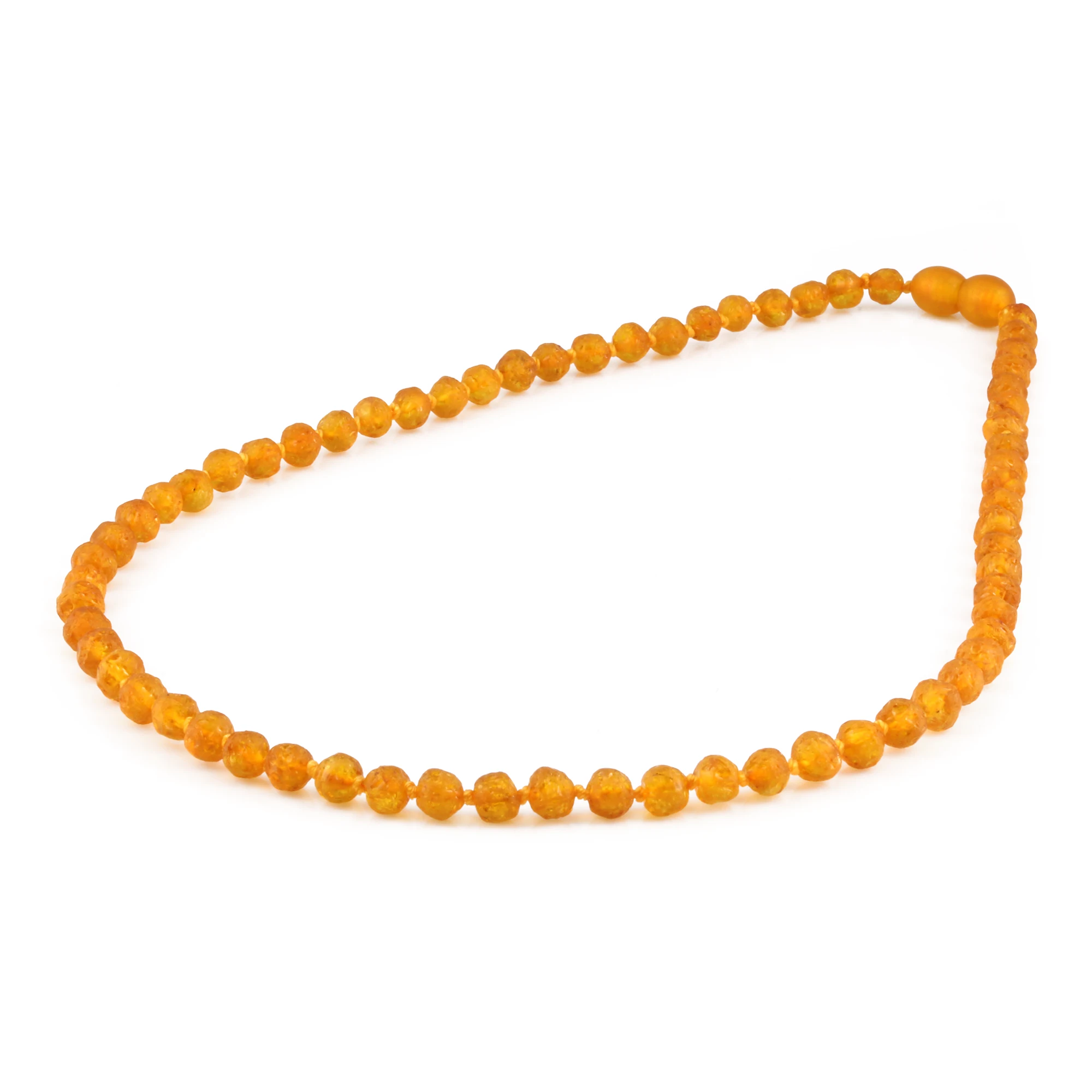 Baltic Amber Adult Necklace Baroque Light Cognac Raw Finish – Wholesale Lot of 10pcs - 45cm / 17.7in – XB54LC-RAW