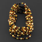 Baltic Amber Adult Necklace Baroque Multicolor Glossy Finish – Wholesale Lot of 10pcs - 45cm / 17.7in – XB54M2