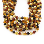 Baltic Amber Adult Necklace Baroque Multicolor Glossy Finish – Wholesale Lot of 10pcs - 45cm / 17.7in – XB54M2