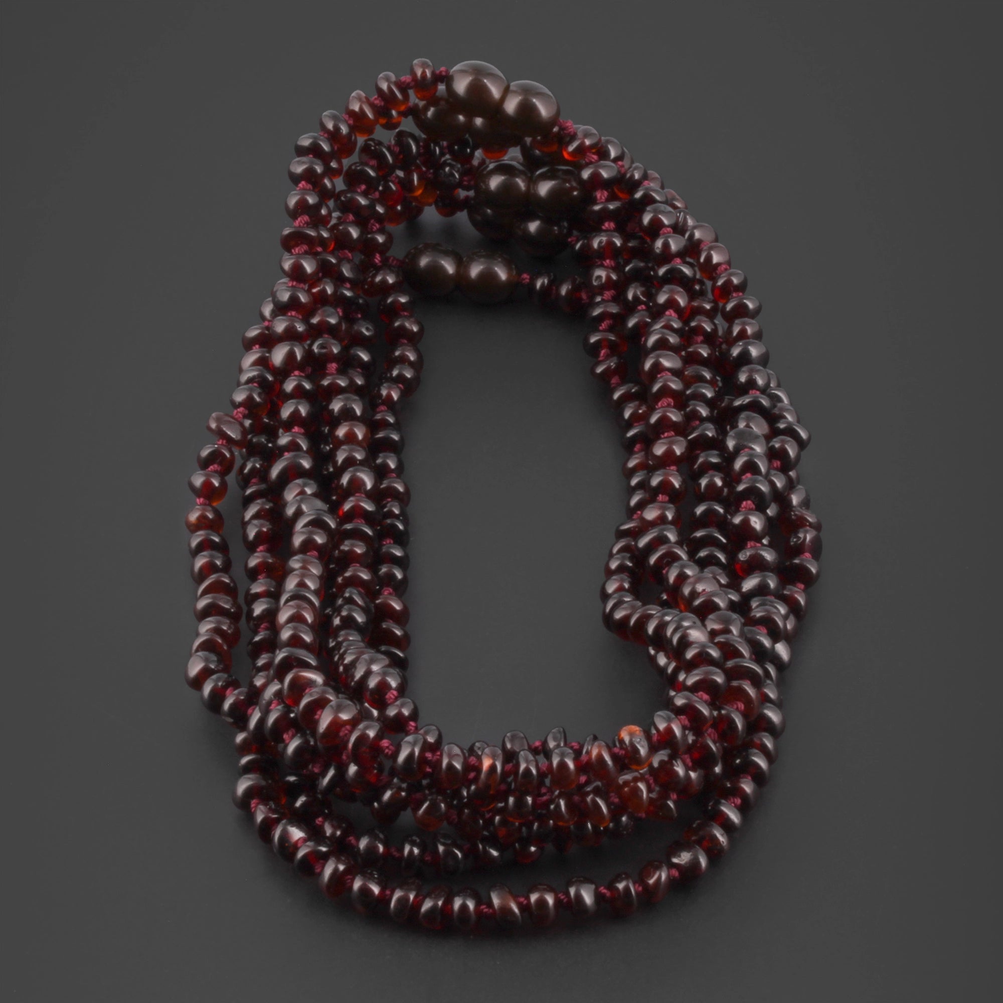 Baltic Amber Adult Necklace Roundel Dark Cognac Glossy Finish – Wholesale Lot of 10pcs - 45cm / 17.7in – XR53DC