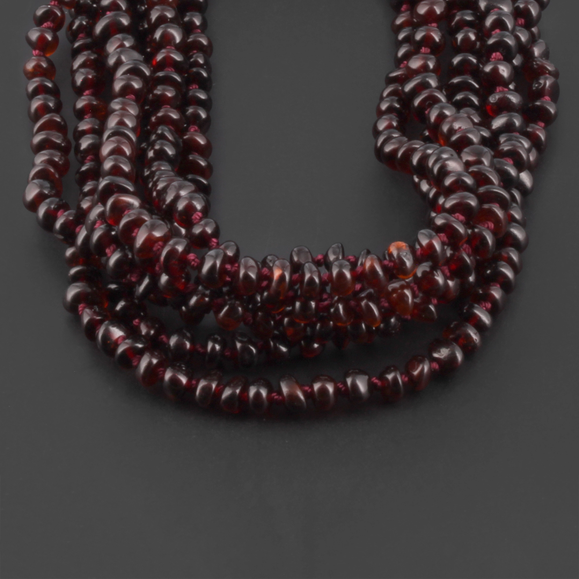 Baltic Amber Adult Necklace Roundel Dark Cognac Glossy Finish – Wholesale Lot of 10pcs - 45cm / 17.7in – XR53DC