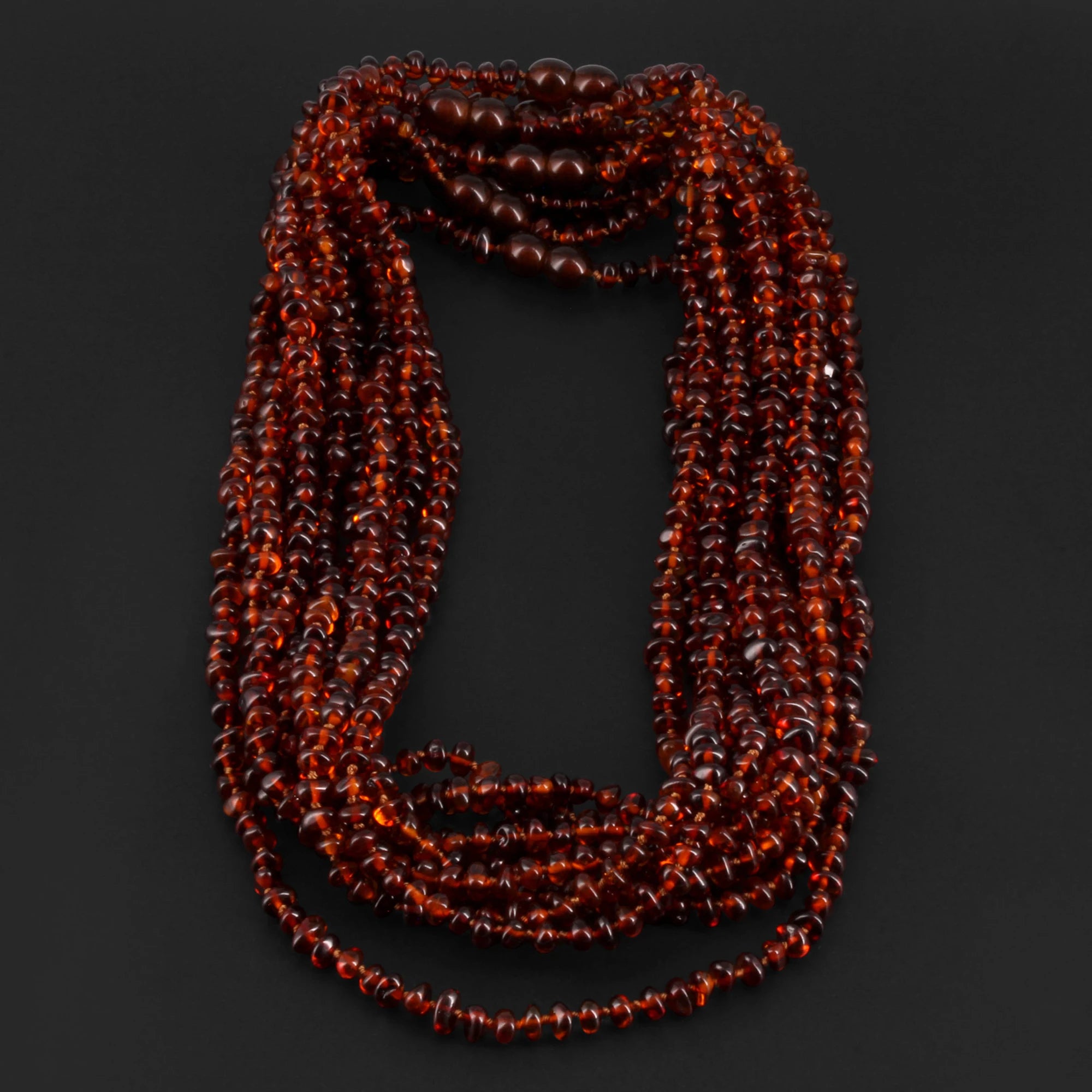 Baltic Amber Adult Necklace Baroque Cognac Glossy Finish – Wholesale Lot of 10pcs - 45cm / 17.7in – XB43C