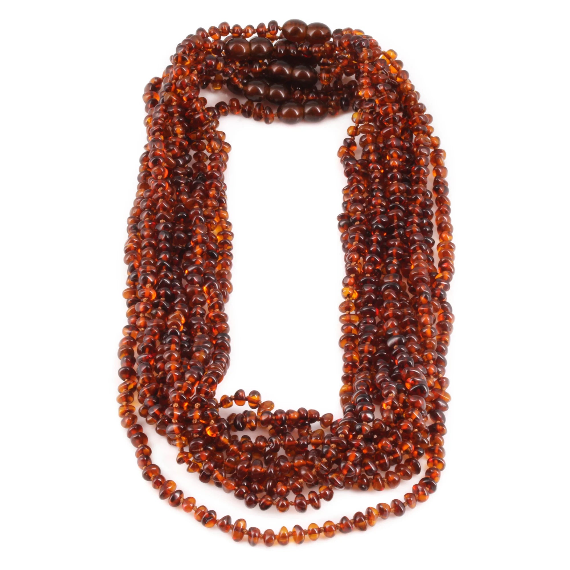 Baltic Amber Adult Necklace Baroque Cognac Glossy Finish – Wholesale Lot of 10pcs - 45cm / 17.7in – XB43C