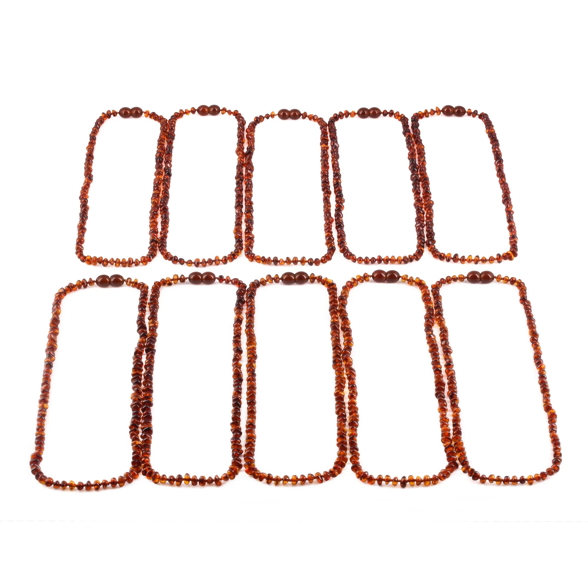Baltic Amber Adult Necklace Baroque Cognac Glossy Finish – Wholesale Lot of 10pcs - 45cm / 17.7in – XB43C