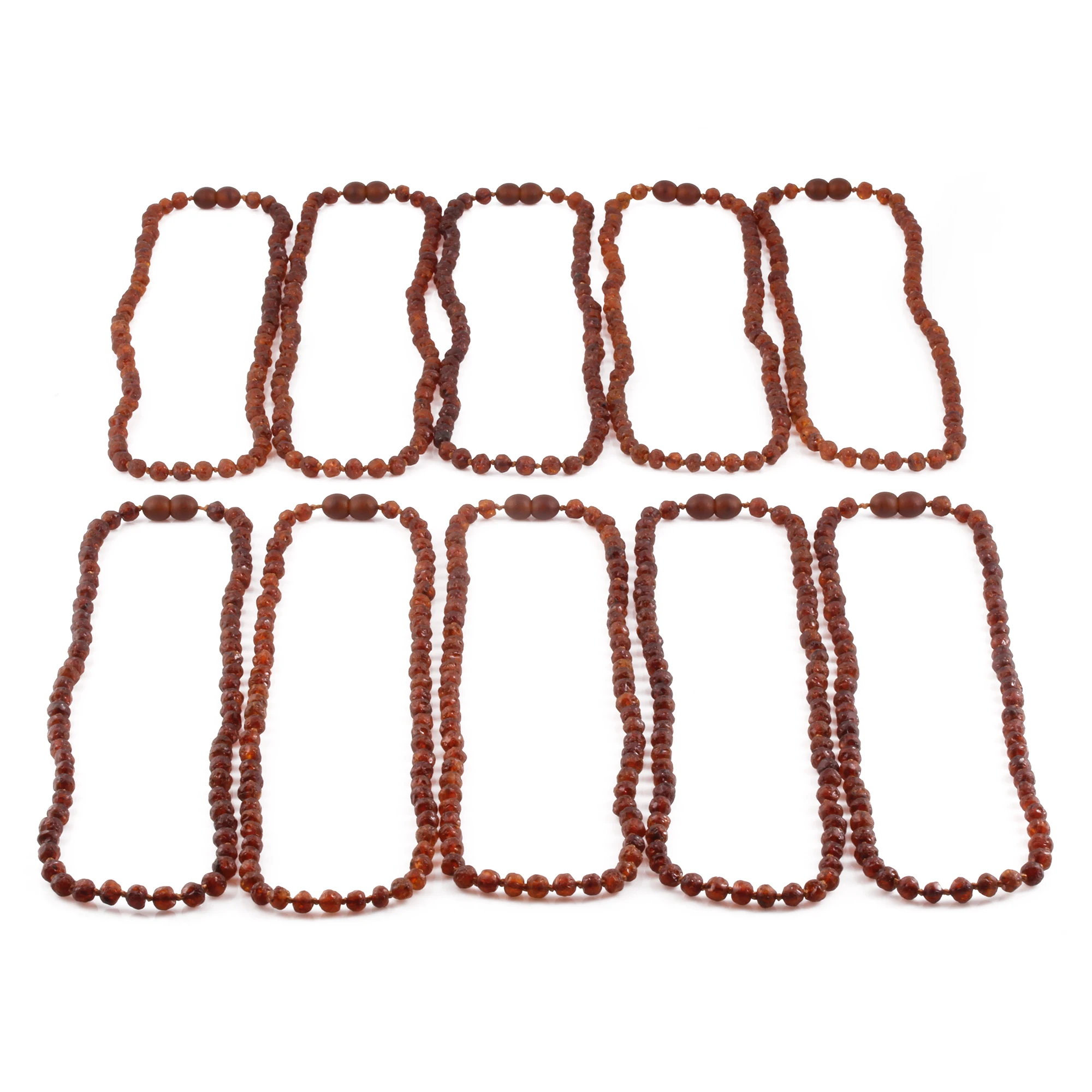 Baltic Amber Adult Necklace Baroque Cognac Raw Finish – Wholesale Lot of 10pcs - 45cm / 17.7in – XB54C-RAW