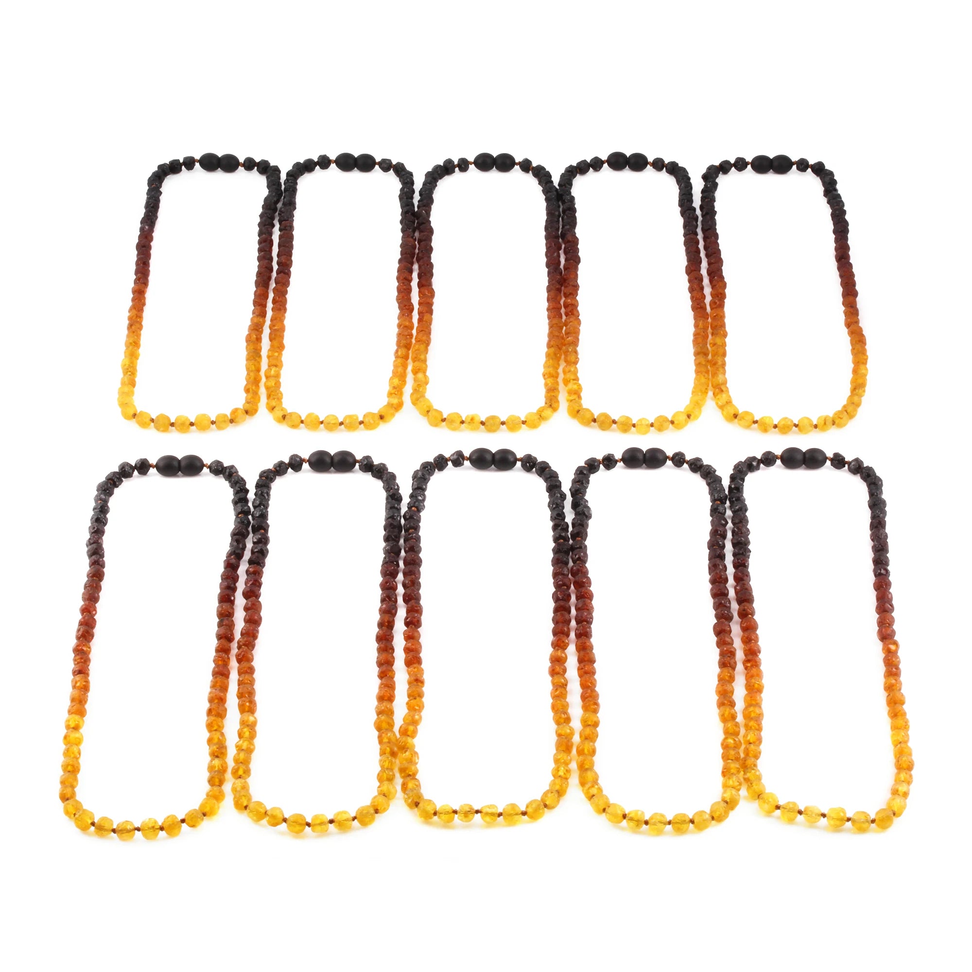 Baltic Amber Adult Necklace Baroque Rainbow Raw Finish – Wholesale Lot of 10pcs - 45cm / 17.7in – XB54R2-RAW