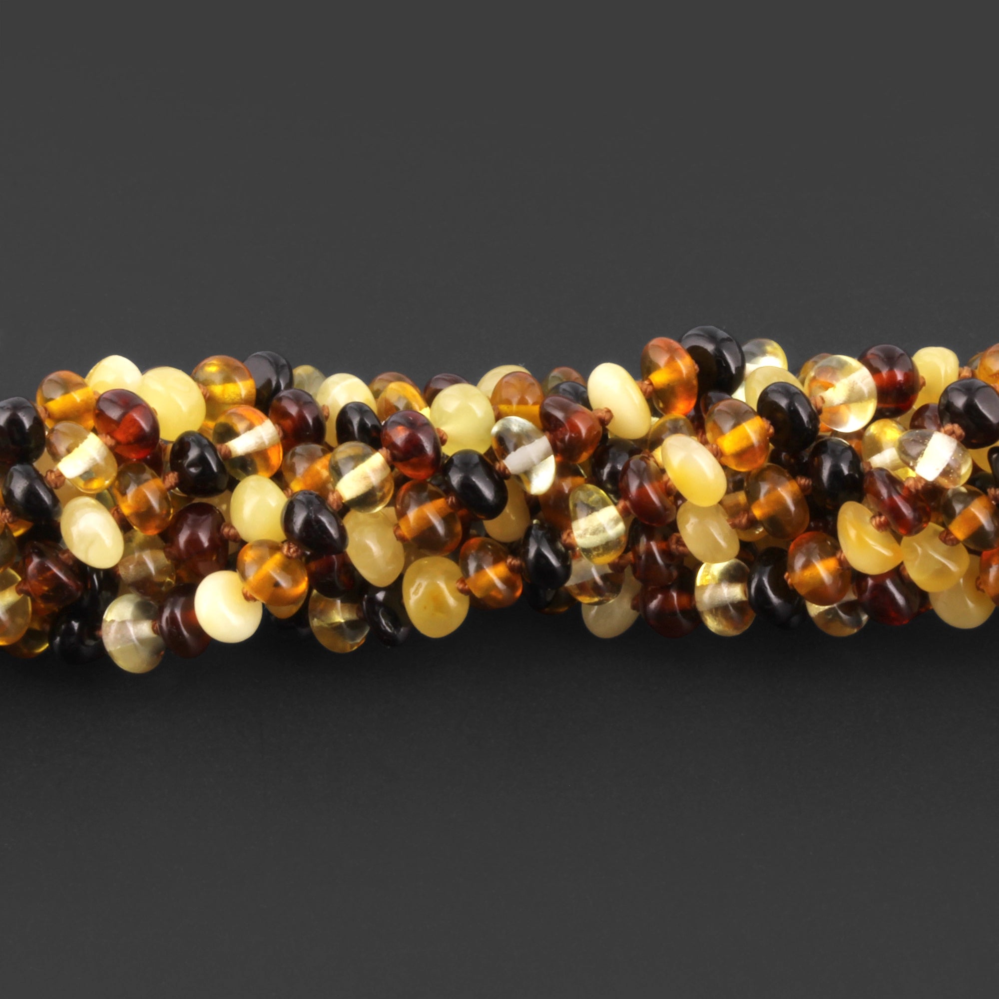 Baltic Amber Adult Necklace Roundel Multicolor Glossy Finish – Wholesale Lot of 10pcs - 45cm / 17.7in – XR53M