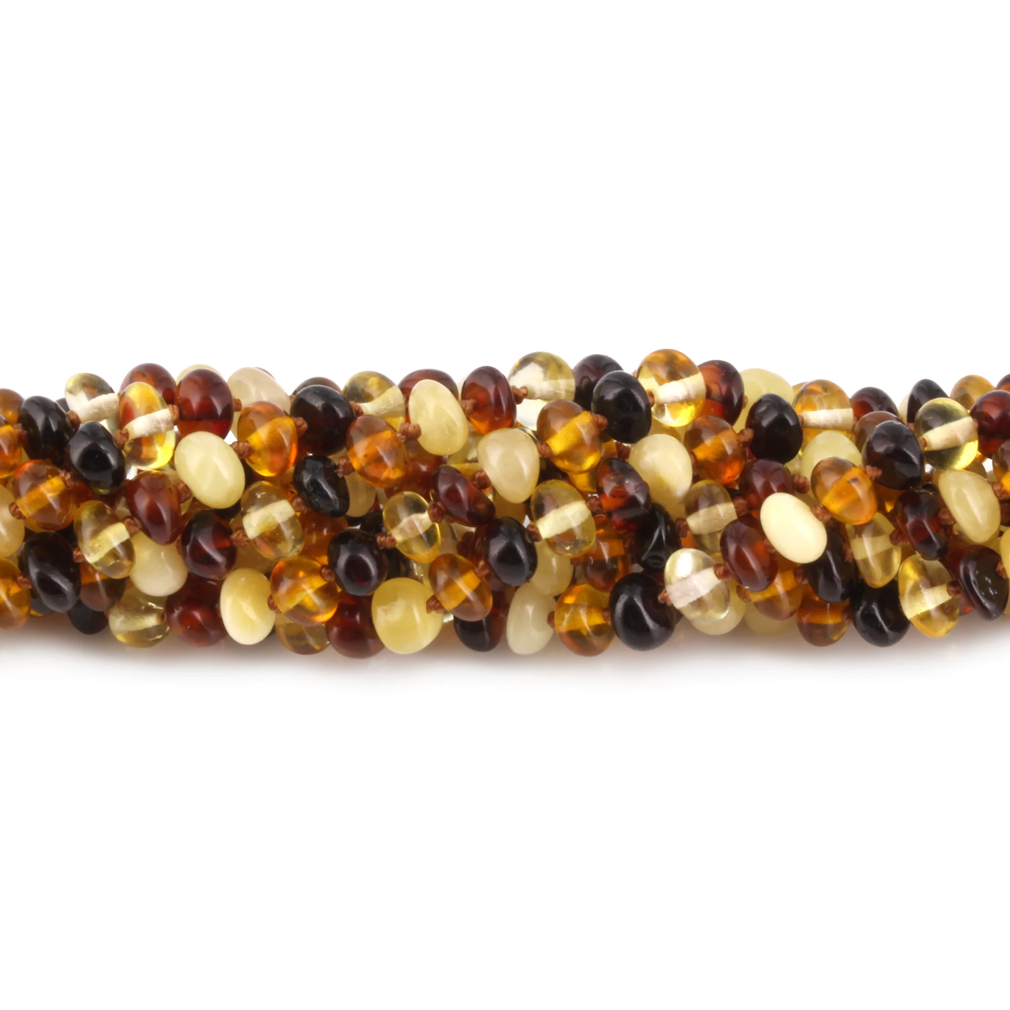 Baltic Amber Adult Necklace Roundel Multicolor Glossy Finish – Wholesale Lot of 10pcs - 45cm / 17.7in – XR53M