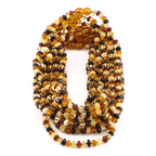 Baltic Amber Adult Necklace Roundel Multicolor Glossy Finish – Wholesale Lot of 10pcs - 45cm / 17.7in – XR53M