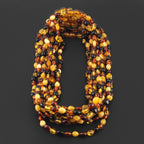 Baltic Amber Adult Necklace Olive Multicolor Glossy Finish – Wholesale Lot of 10pcs - 45cm / 17.7in – XO54M