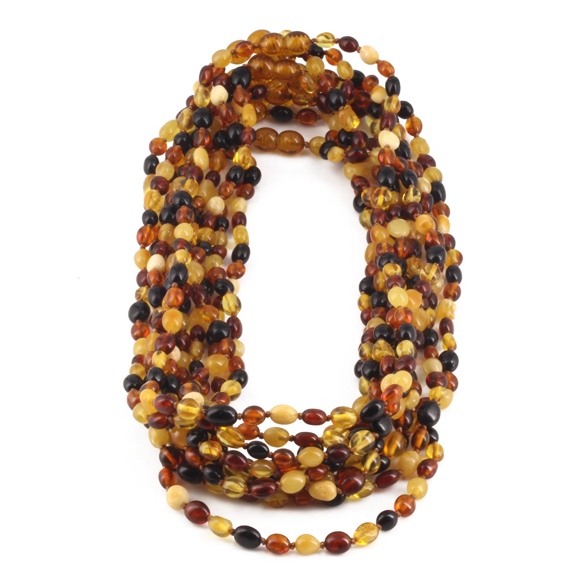 BALTIC AMBER ADULT NECKLACES LOT OF 10pcs - OLIVE. XO54M