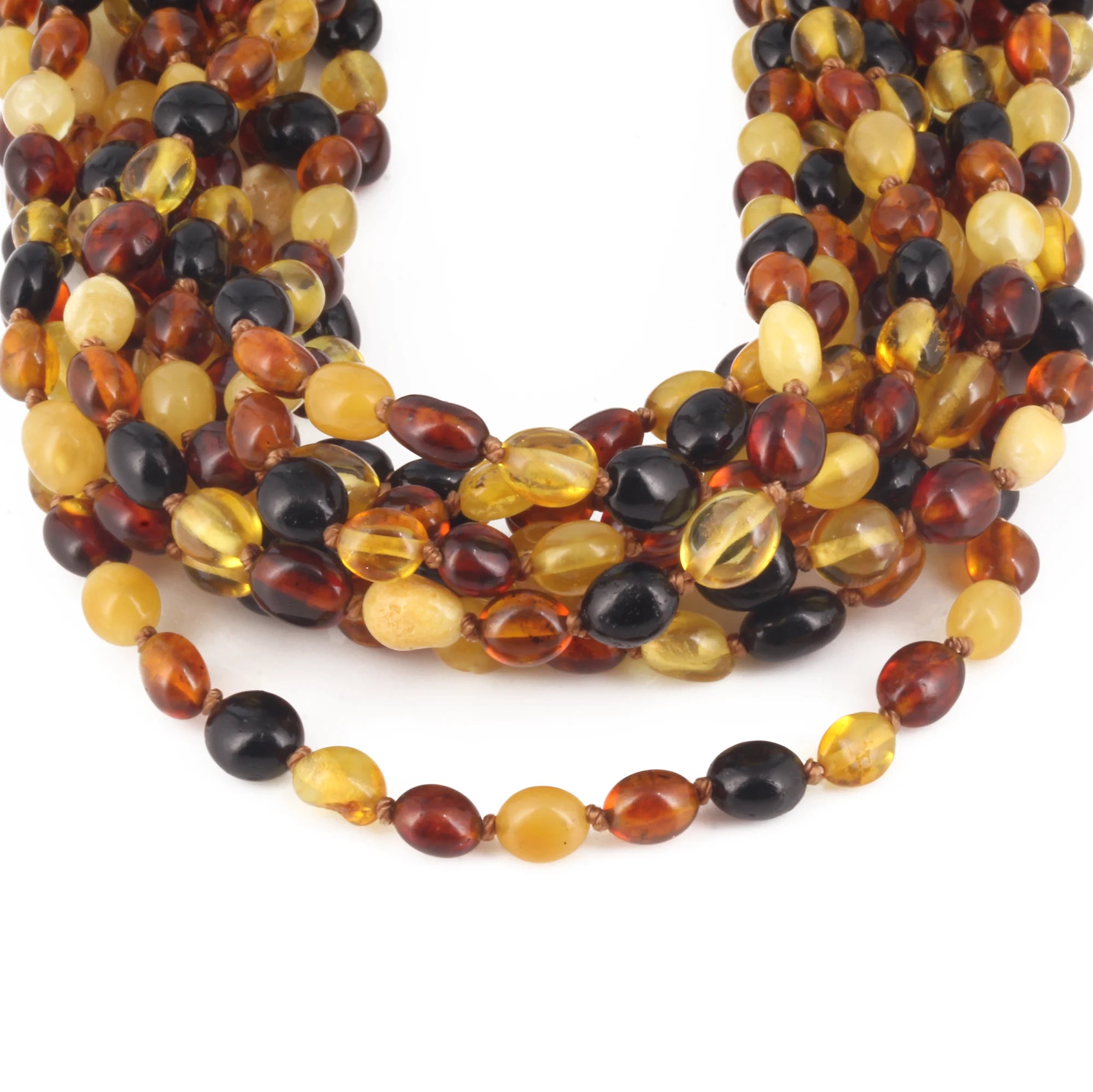 BALTIC AMBER ADULT NECKLACES LOT OF 10pcs - OLIVE. XO54M