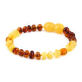 Baltic Amber Baby Teething Bracelet Roundel Milky Multicolor Glossy Finish - Wholesale Lot of 10pcs - 14cm / 5.5in - LE365