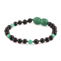 Baltic Amber Green Agate Baby Teething Bracelet Baroque Black Glossy Finish - Wholesale Lot of 10pcs - 14cm / 5.5in - LE550-S