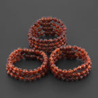 Baltic Amber Baby Teething Bracelet Baroque Cognac Raw Finish - Wholesale Lot of 10pcs - 14cm / 5.5in - XB54C-RAW