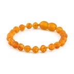 Baltic Amber Baby Teething Bracelet Baroque Light Cognac Raw Finish - Wholesale Lot of 10pcs - 14cm / 5.5in - XB54LC-RAW