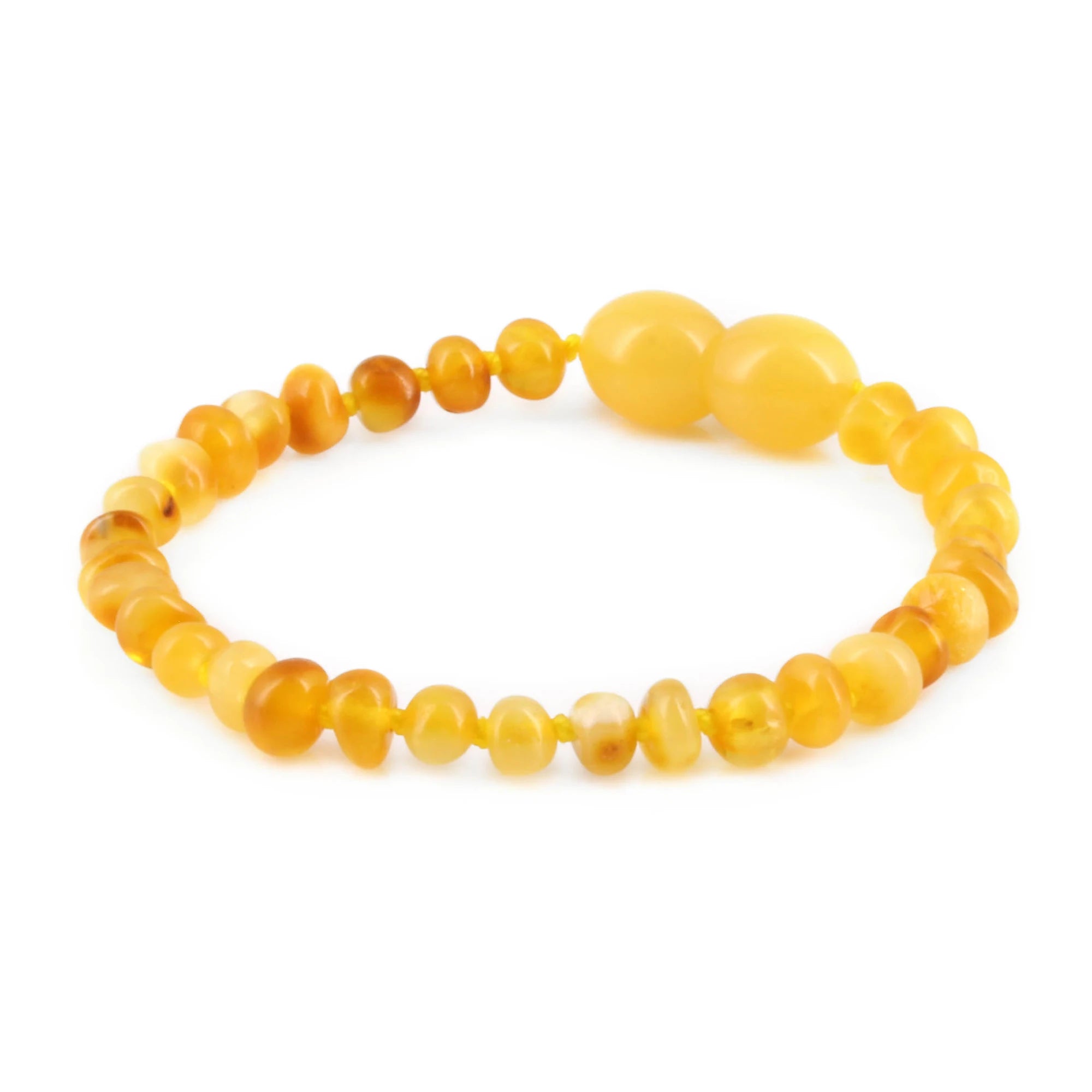 Baltic Amber Baby Teething Bracelet Baroque Milky Orange Glossy Finish - Wholesale Lot of 10pcs - 14cm / 5.5in -  XB43MO