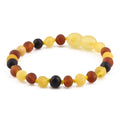 Baltic Amber Baby Teething Bracelet Baroque Multicolor Matte Finish - Wholesale Lot of 10pcs - 14cm / 5.5in - XB54M1M