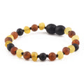 Baltic Amber Baby Teething Bracelet Baroque Multicolor Matte Finish - Wholesale Lot of 10pcs - 14cm / 5.5in - XB54M2M