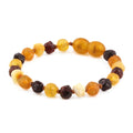 Baltic Amber Baby Teething Bracelet Baroque Multicolor Raw Finish - Wholesale Lot of 10pcs - 14cm / 5.5in - XB54M-RAW