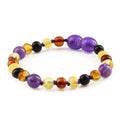 BALTIC AMBER BABY TEETHING BRACELETS WITH AMETHYST LOT OF 10pcs. LE515-B