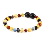 Baltic Amber & Blue Jasper Baby Teething Bracelet Baroque Multicolor Glossy Finish - Wholesale Lot of 10pcs - 14cm / 5.5in - LE466-S